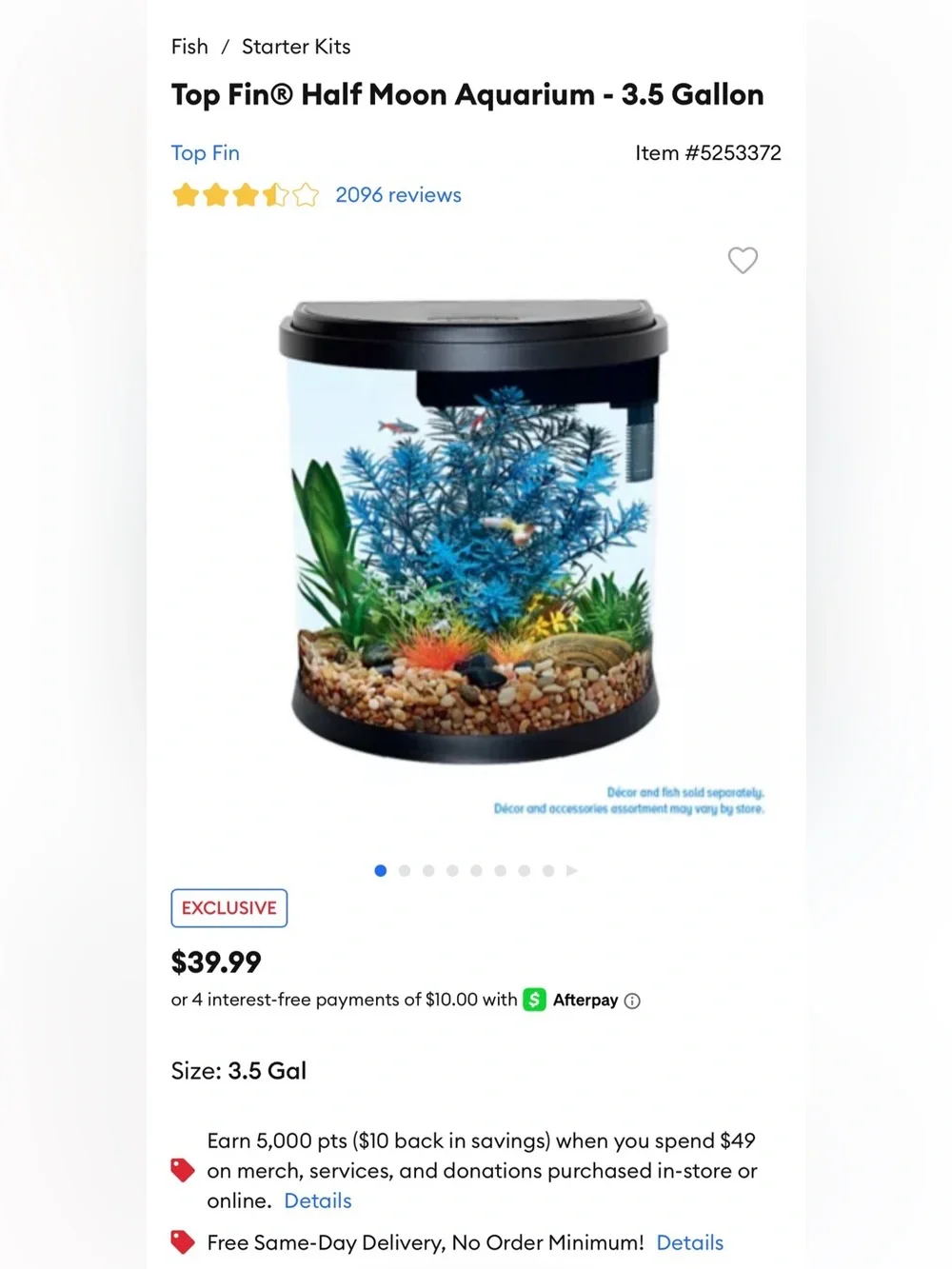 Top Fin® Half Moon Aquarium - 3.5 Gallon